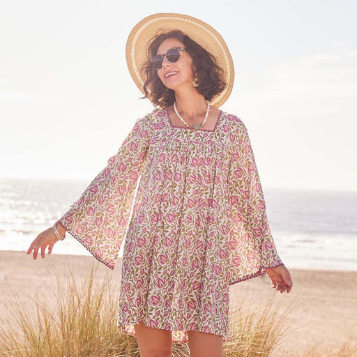 SCARLET PINK Dress with Bell Sleeve