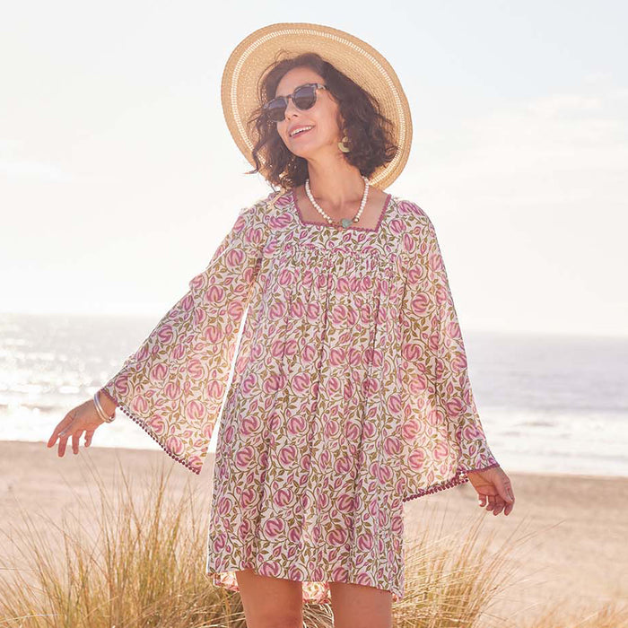 SCARLET PINK Dress with Bell Sleeve