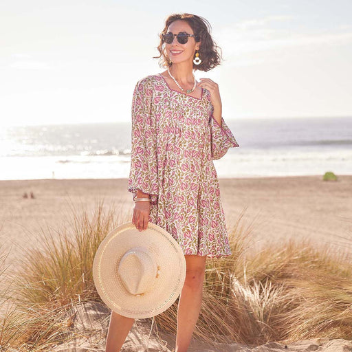 SCARLET PINK Dress with Bell Sleeve