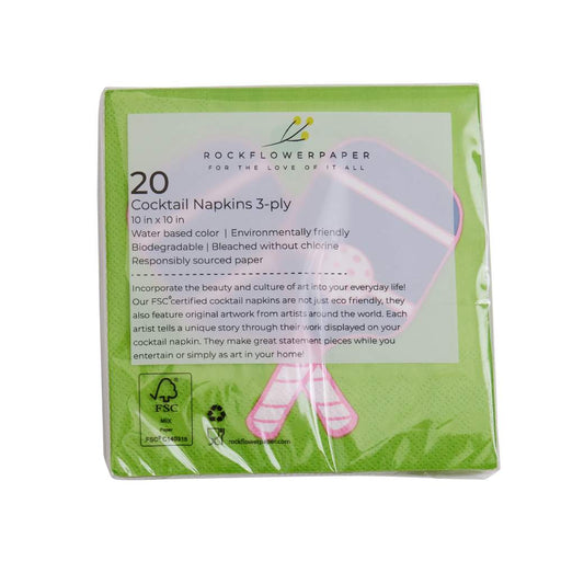PICKLEBALL GREEN Paper Cocktail Napkins (Pack of 25)