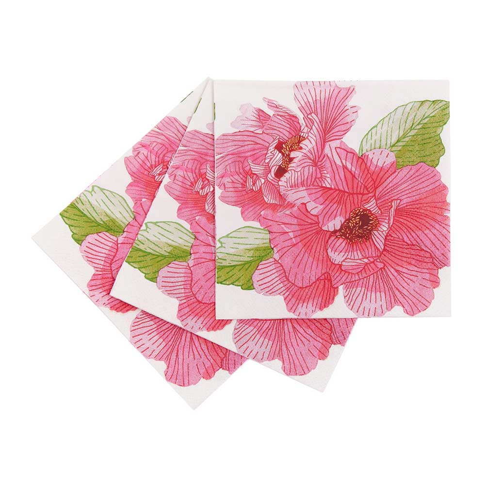 PINK PEONY Paper Napkins, Pack of 20