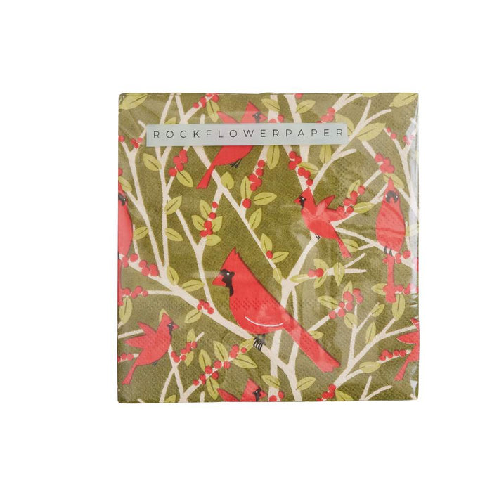 RED CARDINALS Paper Cocktail Napkins, pack of 20