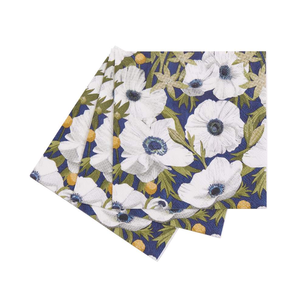 ANEMONE POPPY Paper Cocktail Napkins, pack of 20