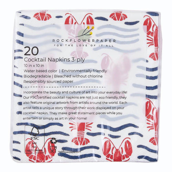 LOBSTER WAVES Paper Napkins, pack of 20 (Available: 01/17/2025)