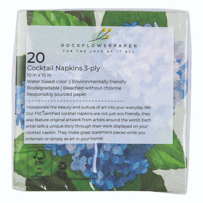 BLUE HYDRANGEA Paper Napkins, pack of 20 (Available: 01/17/2025)