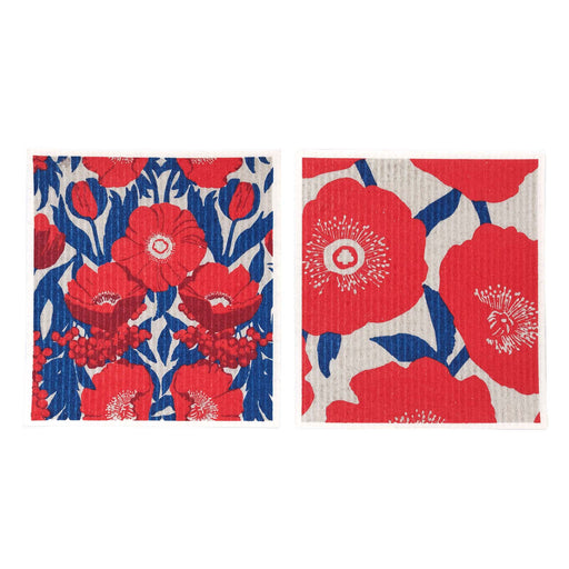 ICELANDIC POPPIES blu Cloths Reusable Sponge-Cloth, Set of 2