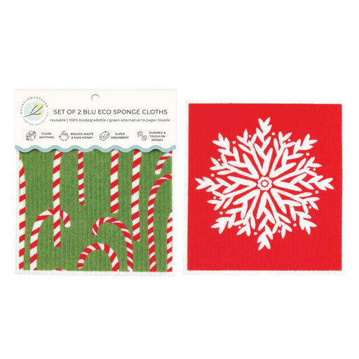 Candy Canes blu Eco Sponge Cloths (Set of 2)