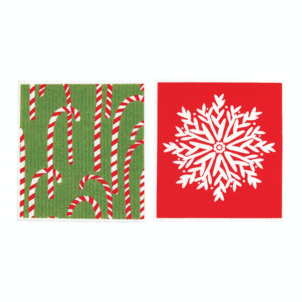 CANDY CANES blu Cloths Reusable Sponge-Cloth, Set of 2