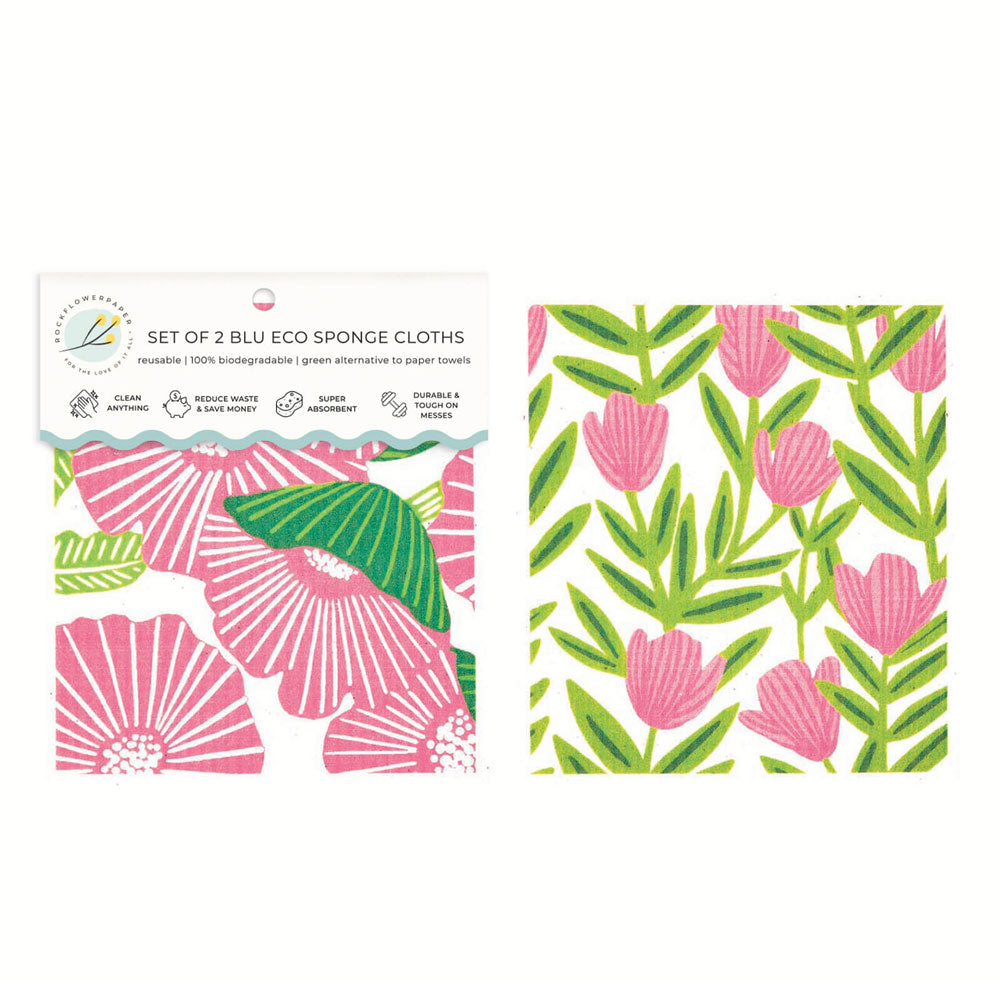 Poppy Papaver blu Eco Sponge Cloths (Set of 2)