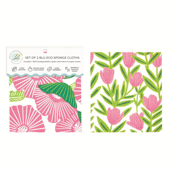 Poppy Papaver blu Eco Sponge Cloths (Set of 2)