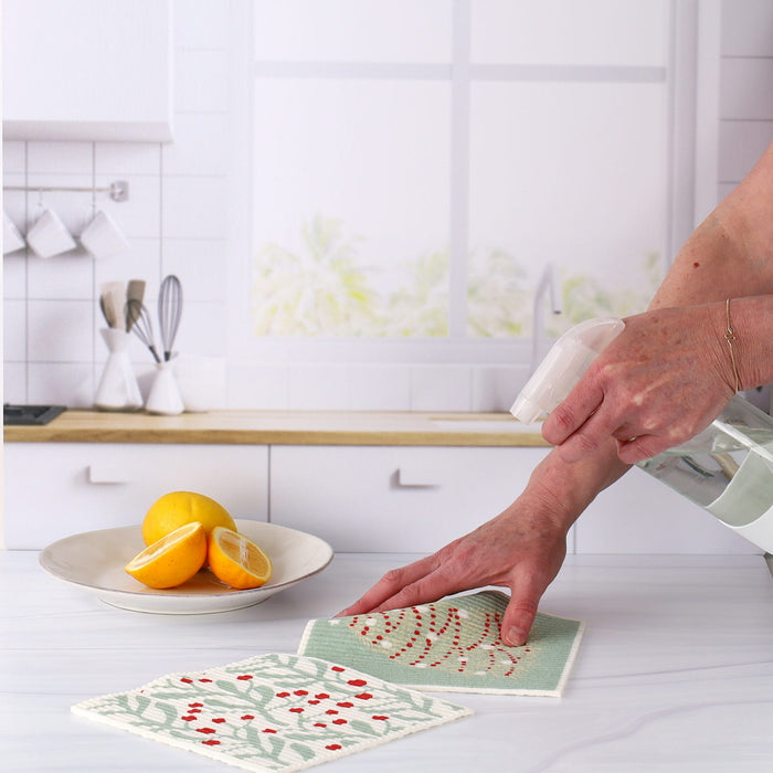 Fir Tree blu Eco Sponge Cloths (Set of 2)