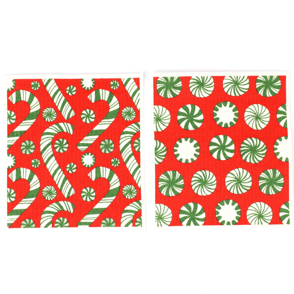 Candy Cane Joy blu Eco Sponge Cloths (Set of 2)