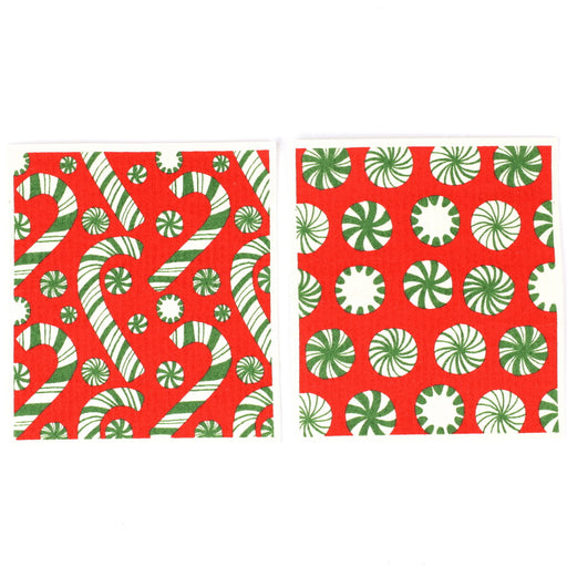 Candy Cane Joy blu Eco Sponge Cloths (Set of 2)