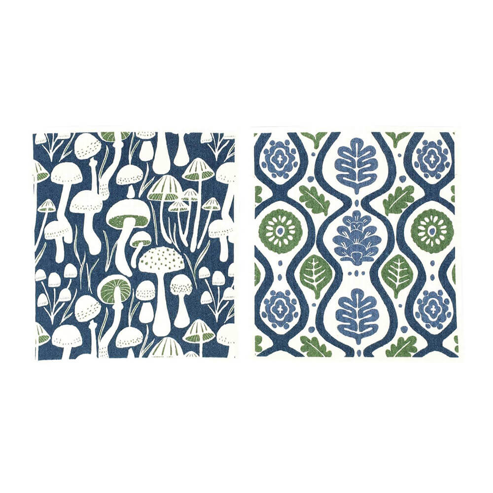 Mushrooms blu Cloths Reusable Sponge-Cloth, Set of 2