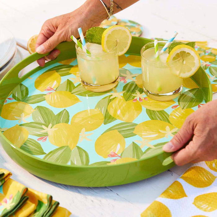 LEMON BLOSSOMS 15 Inch Round Tray