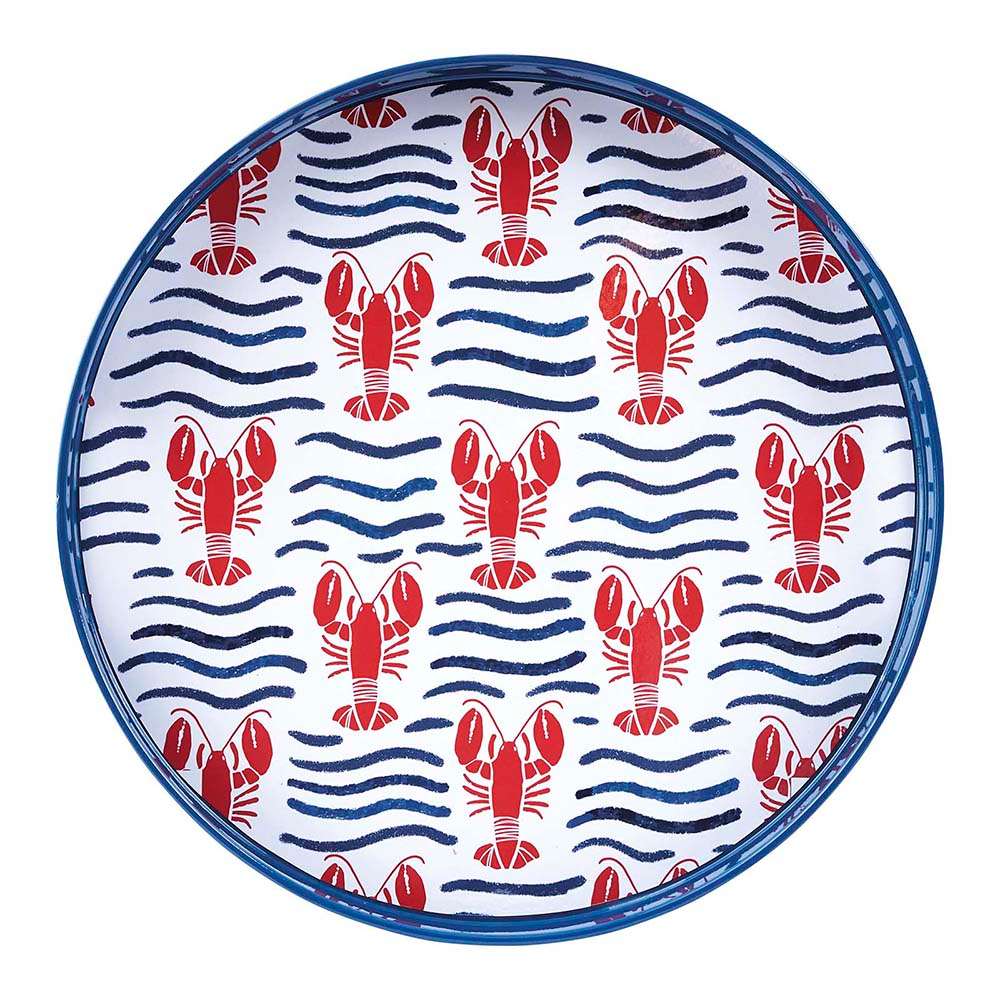 LOBSTER WAVES 15 Inch Round Tray