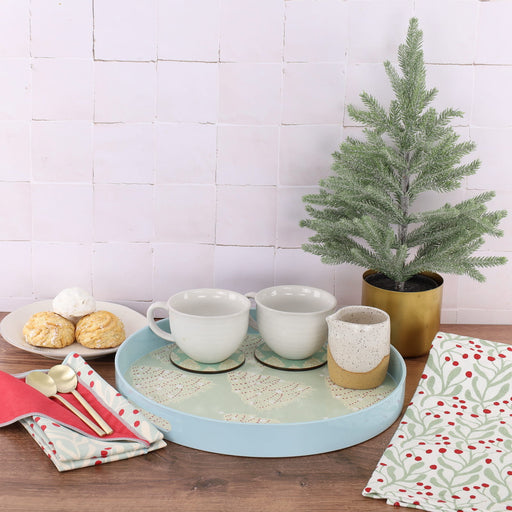 Fir Tree Round Lacquer Serving Tray