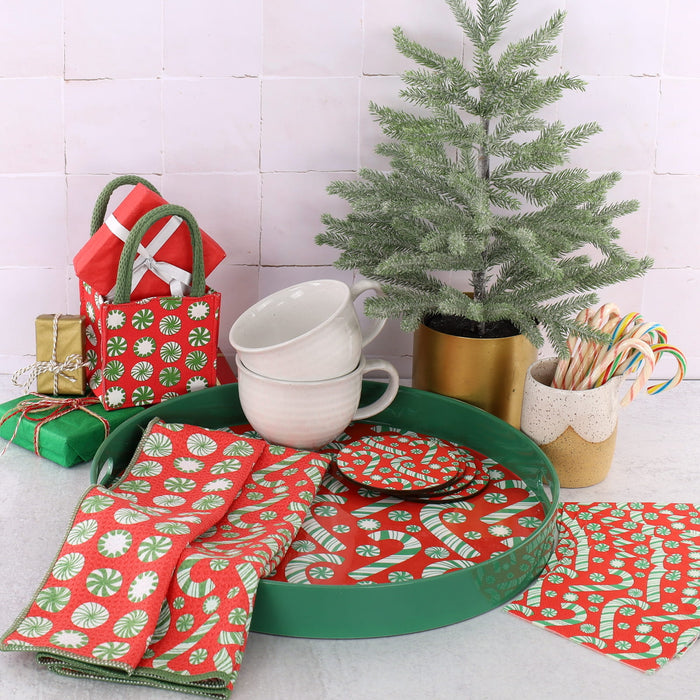 Candy Cane blu Eco Kitchen Tea Towel