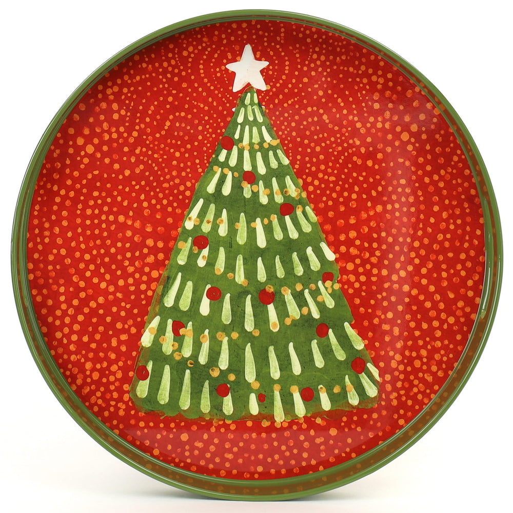 Festive Filigree Round Lacquer Serving Tray