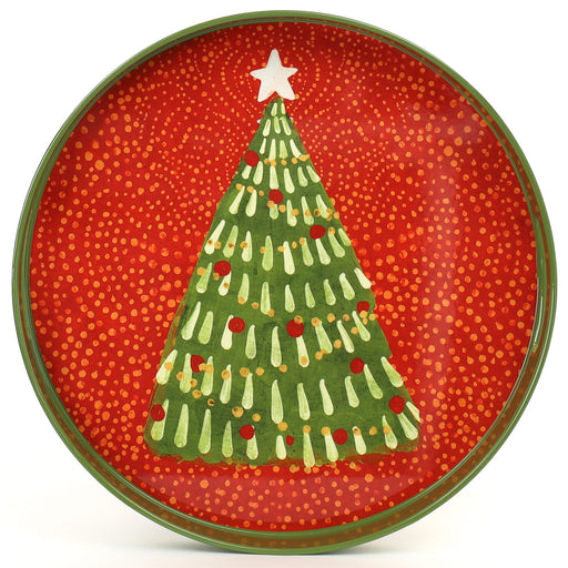 Festive Filigree Round Lacquer Serving Tray
