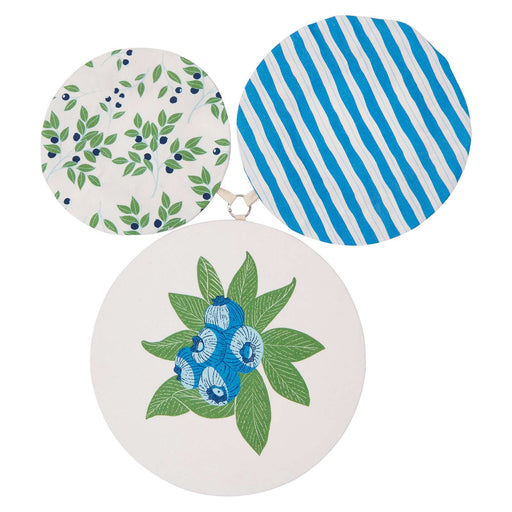 BLUEBERRY BUNCH Cotton Dish Covers, set of 3