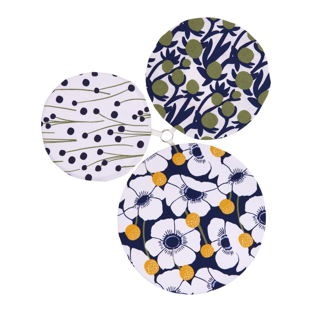 WINDFLOWER Cotton Dish Covers, set of 3