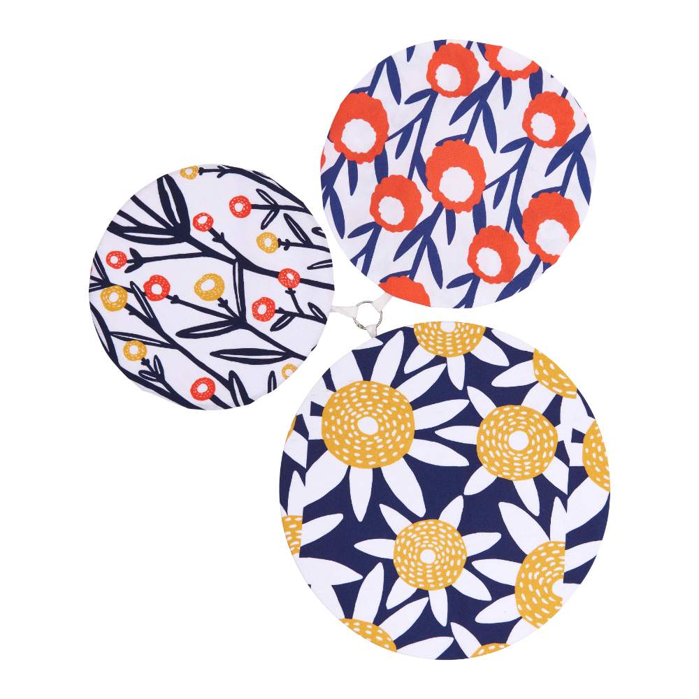 FIELD OF FLOWERS Cotton Dish Covers, set of 3