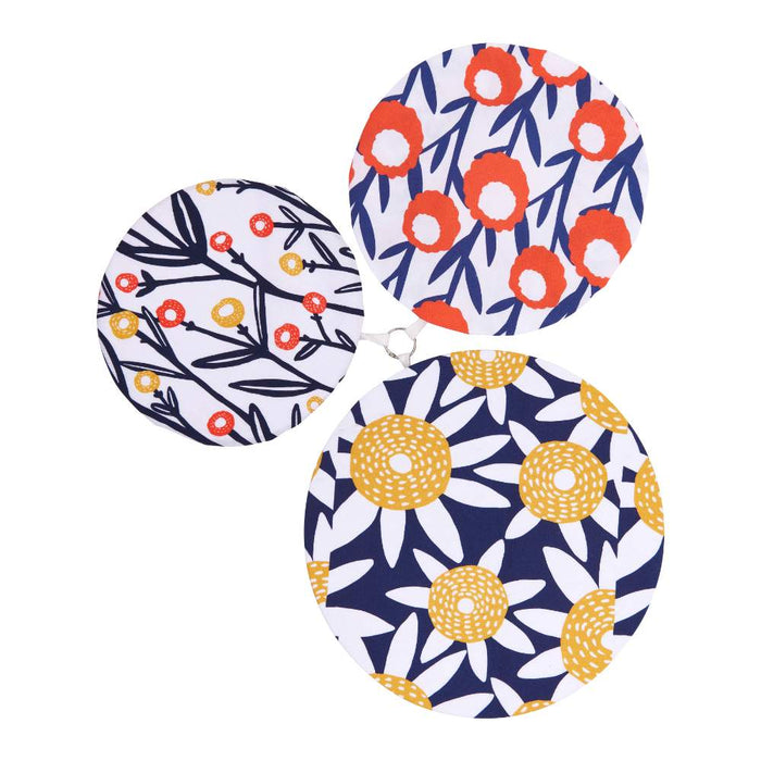 FIELD OF FLOWERS Cotton Dish Covers, set of 3