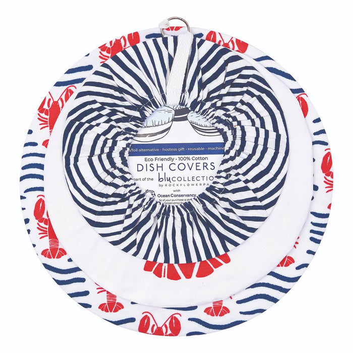 LOBSTER WAVES Cotton Dish Covers, set of 3