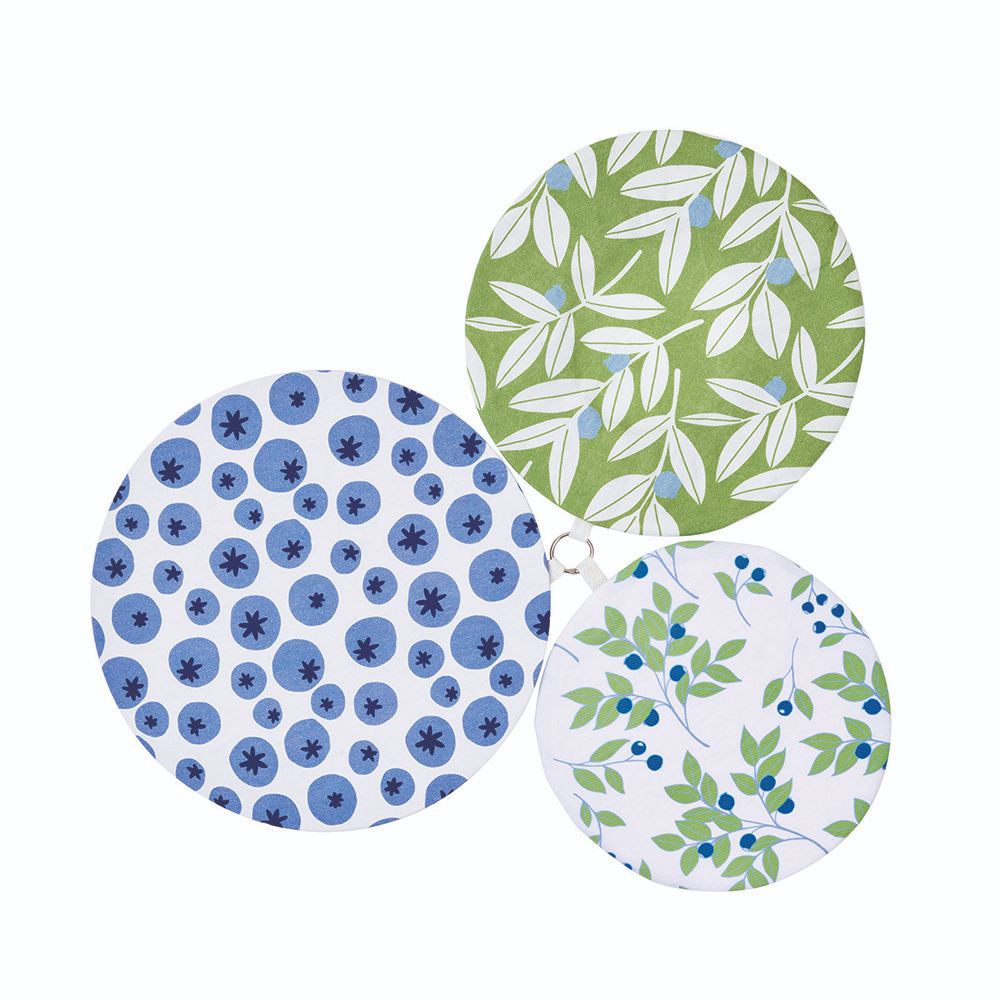 BLUEBERRY MEDLEY Cotton Dish Covers, set of 3 (Available: 01/31/2025)