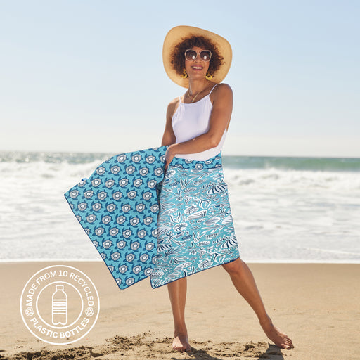 TURTLES AQUA Reversible Beach Towel