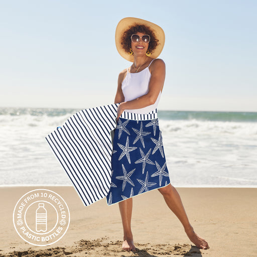 STARFISH NAVY Reversible Beach Towel