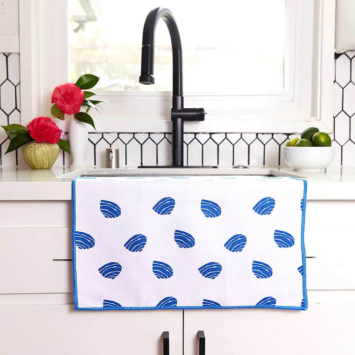 Clams blu Kitchen Tea Towel-DBL
