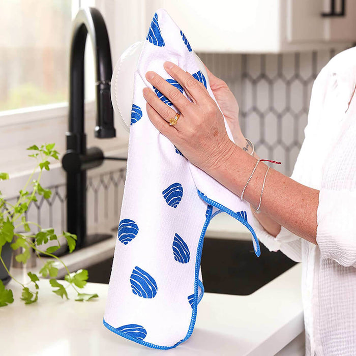 Clams blu Kitchen Tea Towel-DBL