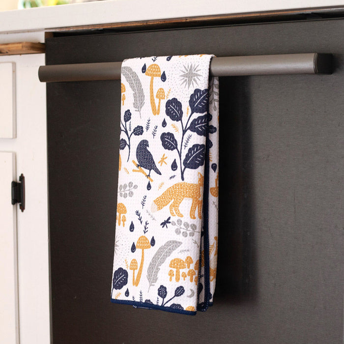 FOX AND FEATHERS blu Kitchen Tea Towel (AVAILABLE: 9/30/2023)