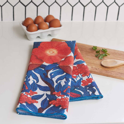 ICELANDIC POPPIES blu Kitchen Tea Towel