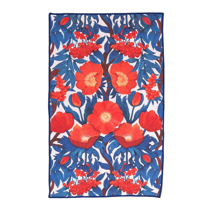 ICELANDIC POPPIES blu Kitchen Tea Towel