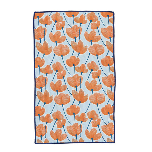 MODERN POPPY ORANGE blu Kitchen Tea Towel