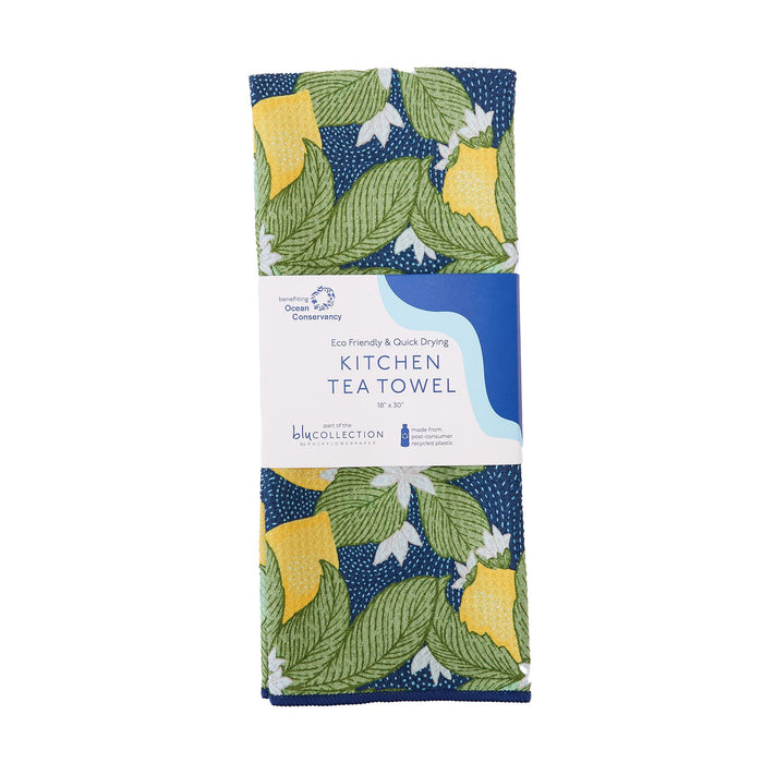 VINTAGE LEMONS blu Kitchen Tea Towel