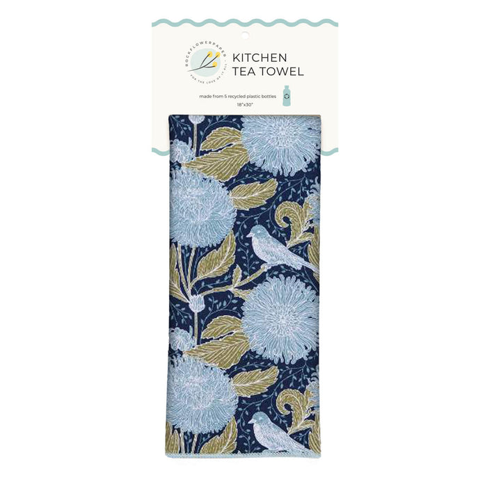 Chrysanthemum Bird Eco Kitchen Tea Towel