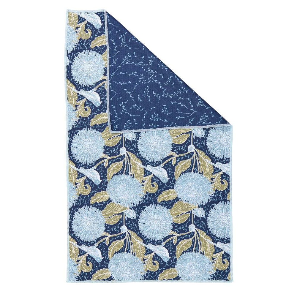 Chrysanthemum Bird blu Kitchen Tea Towel