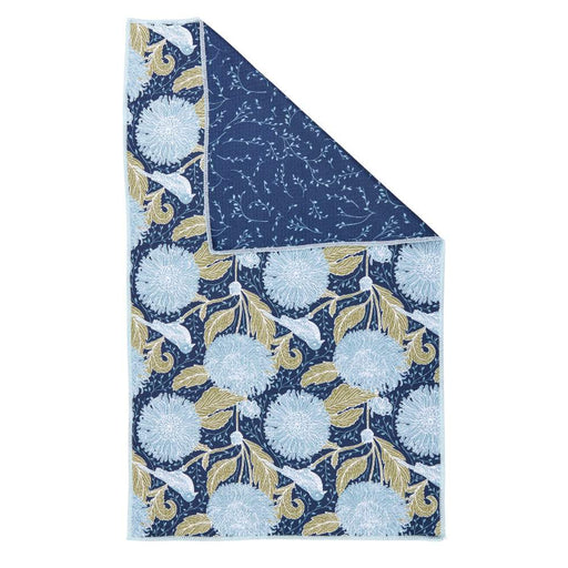 Chrysanthemum Bird blu Kitchen Tea Towel