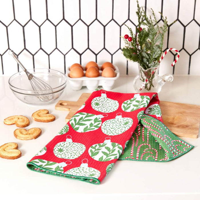 SCANDI ORNAMENTS blu Kitchen Tea Towel