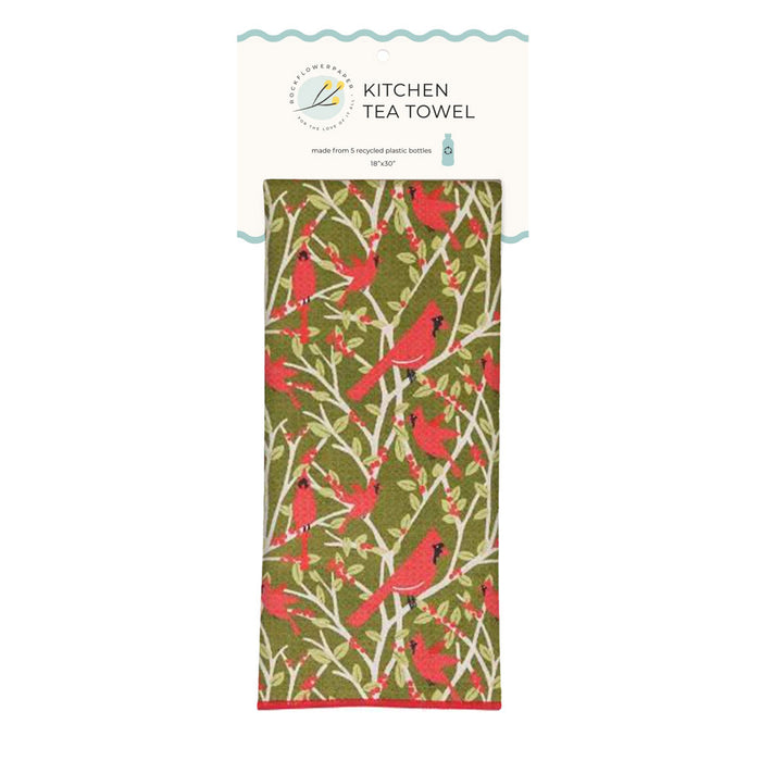 Red Cardinals Eco Kitchen Tea Towel