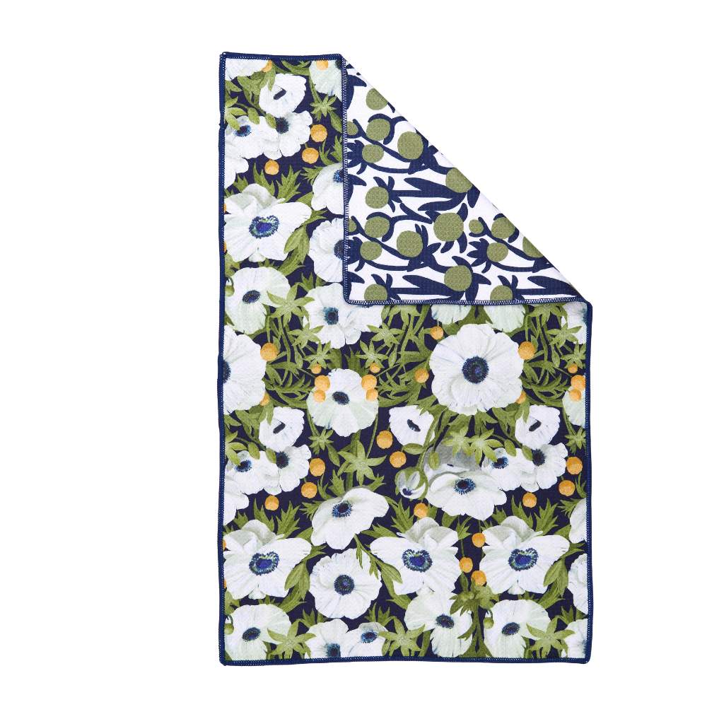 Anemone Poppy blu Kitchen Tea Towel
