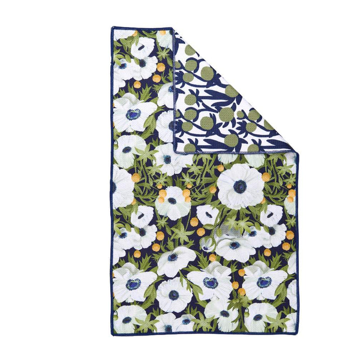 ANEMONE POPPY blu Kitchen Tea Towel