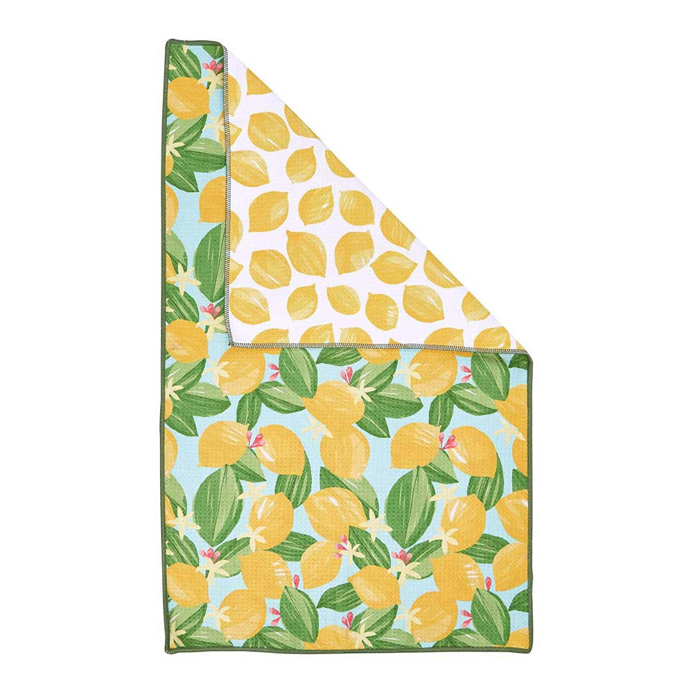 Lemon Blossoms blu Kitchen Tea Towel