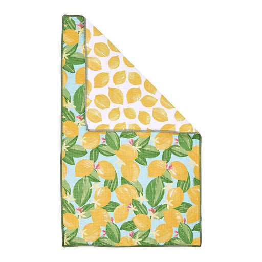 Lemon Blossoms blu Kitchen Tea Towel