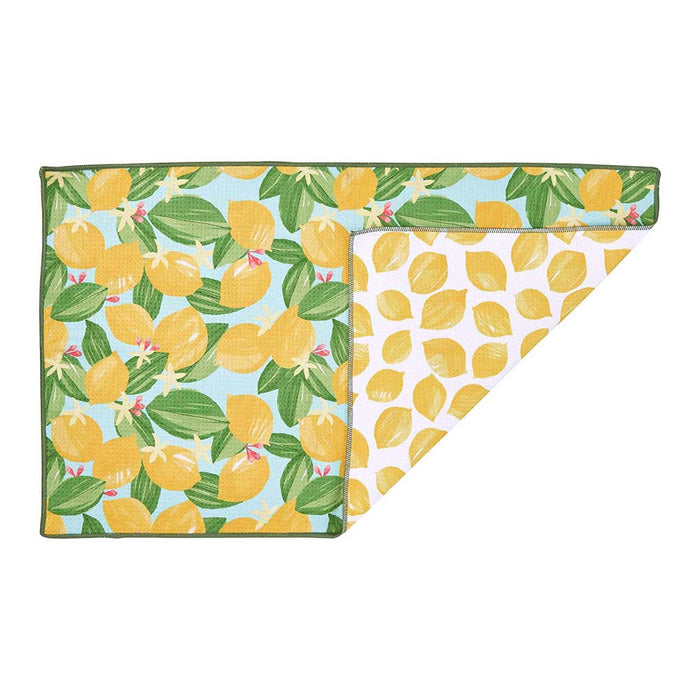 LEMON BLOSSOMS blu Kitchen Tea Towel