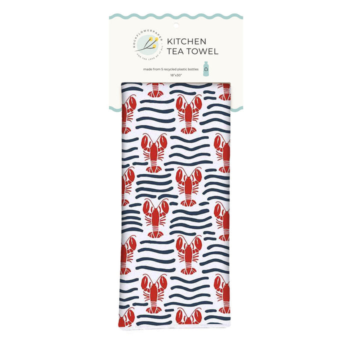 Lobster Waves Eco Kitchen Tea Towel